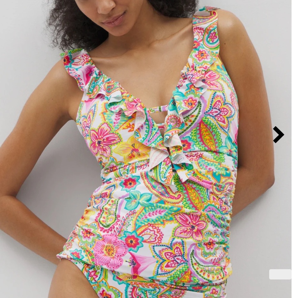 Bleu Rod Beattie Floral Multicolor Women's Tankini Top (top only)